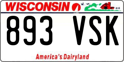 WI license plate 893VSK