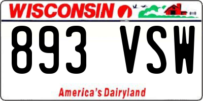 WI license plate 893VSW