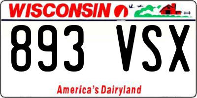 WI license plate 893VSX