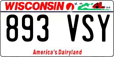 WI license plate 893VSY