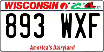 WI license plate 893WXF
