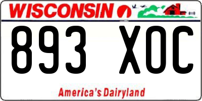 WI license plate 893XOC
