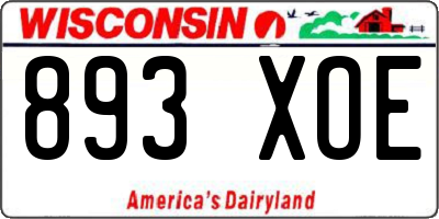 WI license plate 893XOE