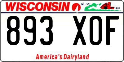 WI license plate 893XOF
