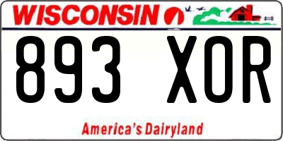 WI license plate 893XOR