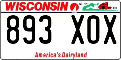 WI license plate 893XOX