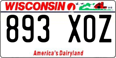 WI license plate 893XOZ