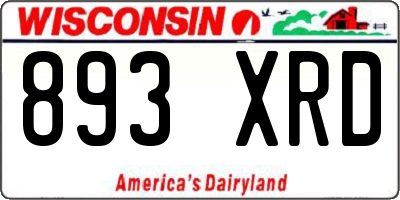 WI license plate 893XRD