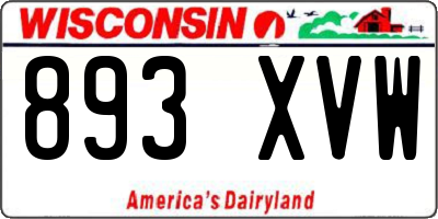 WI license plate 893XVW
