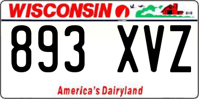 WI license plate 893XVZ