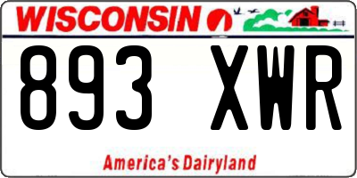 WI license plate 893XWR