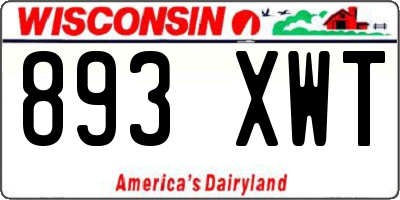 WI license plate 893XWT