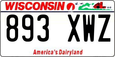 WI license plate 893XWZ