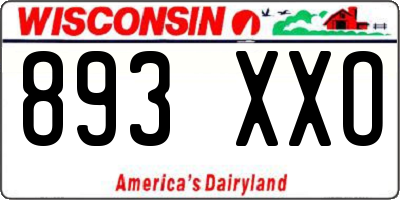 WI license plate 893XXO