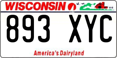WI license plate 893XYC