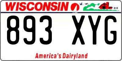 WI license plate 893XYG