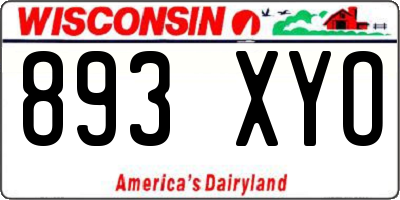 WI license plate 893XYO