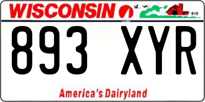 WI license plate 893XYR