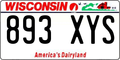 WI license plate 893XYS