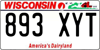 WI license plate 893XYT