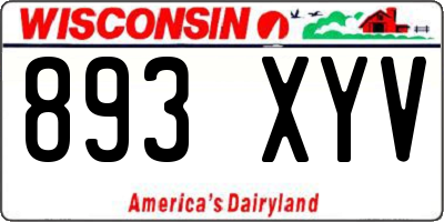 WI license plate 893XYV