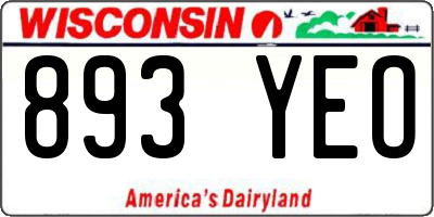 WI license plate 893YEO