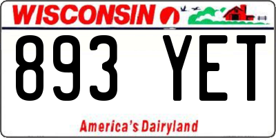 WI license plate 893YET