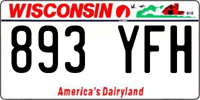 WI license plate 893YFH