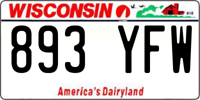 WI license plate 893YFW