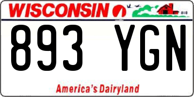 WI license plate 893YGN
