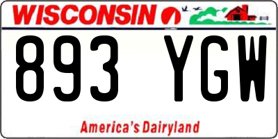 WI license plate 893YGW