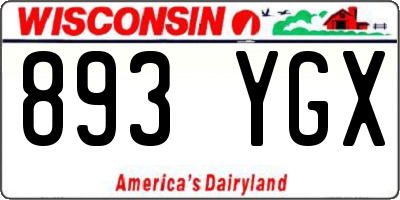 WI license plate 893YGX
