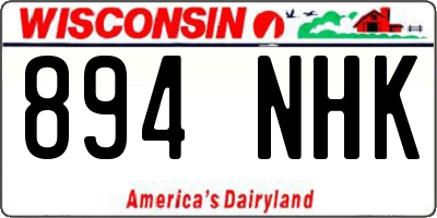 WI license plate 894NHK