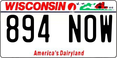 WI license plate 894NOW