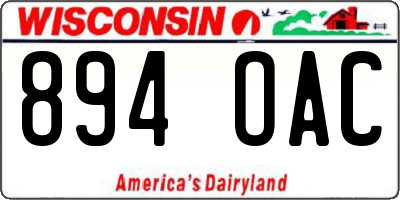 WI license plate 894OAC