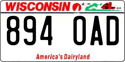 WI license plate 894OAD