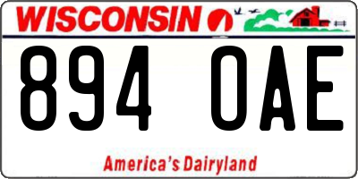 WI license plate 894OAE
