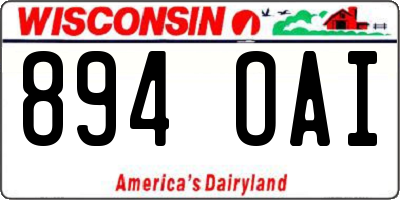 WI license plate 894OAI