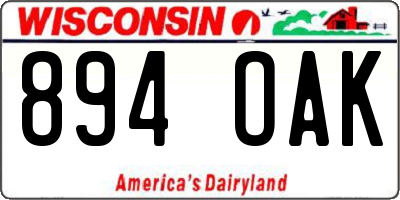 WI license plate 894OAK