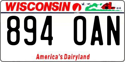 WI license plate 894OAN