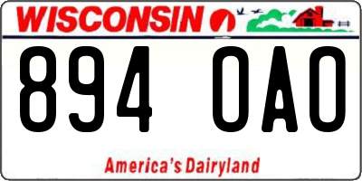 WI license plate 894OAO