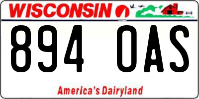 WI license plate 894OAS