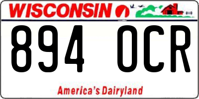 WI license plate 894OCR