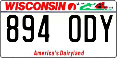 WI license plate 894ODY