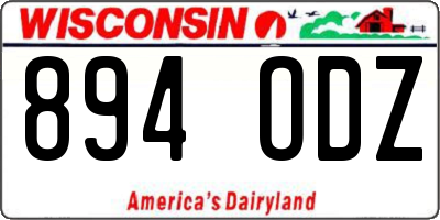 WI license plate 894ODZ