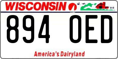 WI license plate 894OED
