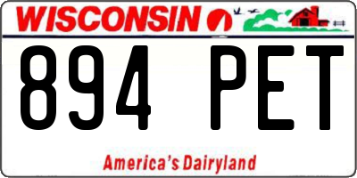 WI license plate 894PET