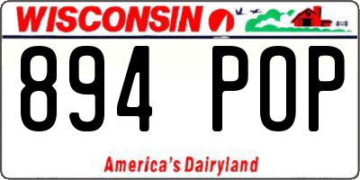 WI license plate 894POP