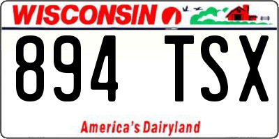 WI license plate 894TSX