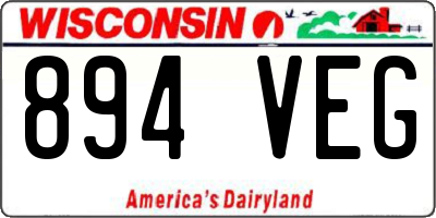 WI license plate 894VEG